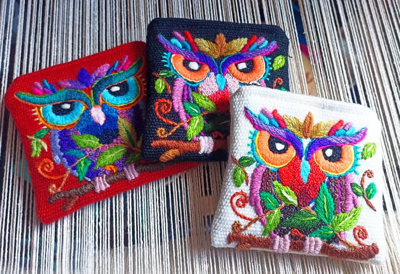 M. Andonia Girls Fabric and Vinyl Coin Purse with Owl Print NEW