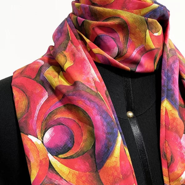 Unique Silk Scarf - Life Circles (Ready To Ship) - Image 2