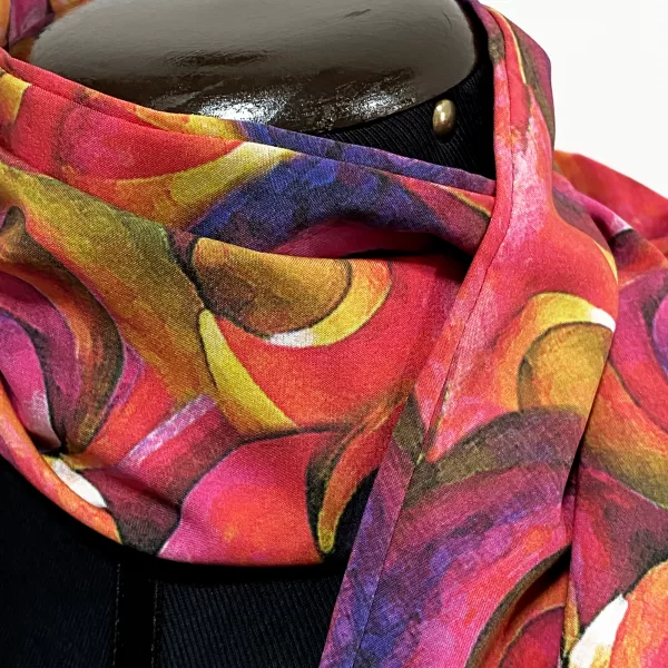 Unique Silk Scarf - Life Circles (Ready To Ship) - Image 4