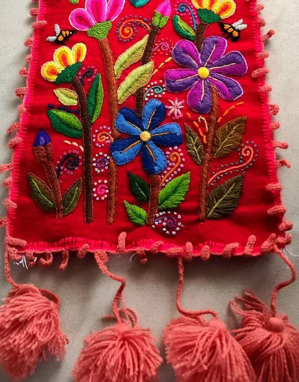 Table Runner / Bed Scarf Hand Embroidered (Red) - Image 4