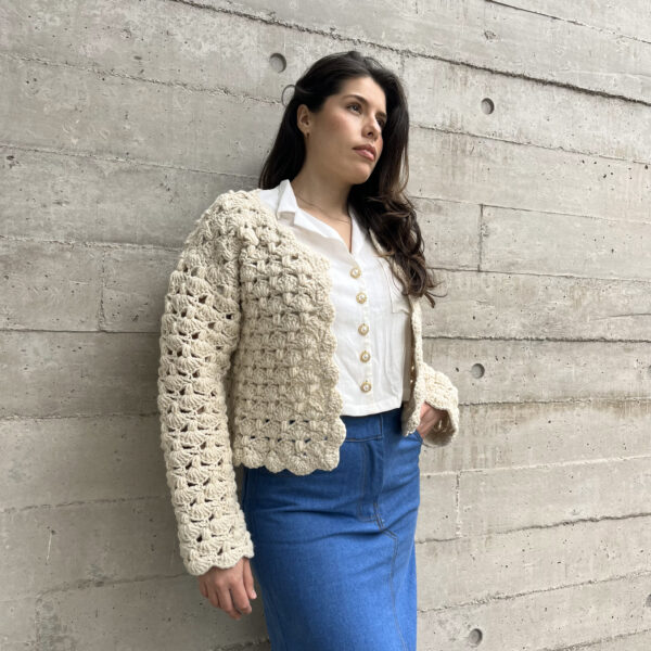 Mosaic Knit Cardigan - Ivory - Image 2